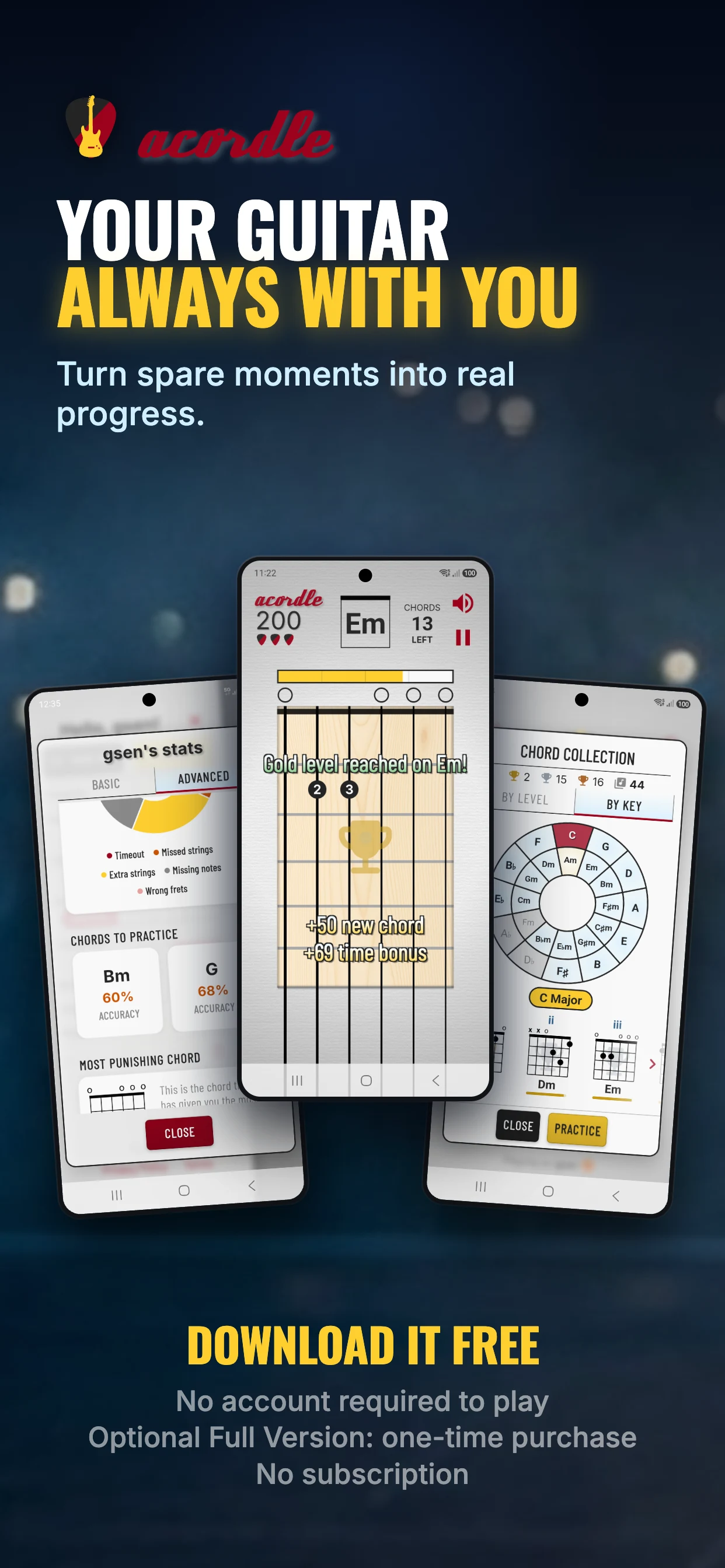 Acordle: guitar chord game screenshot