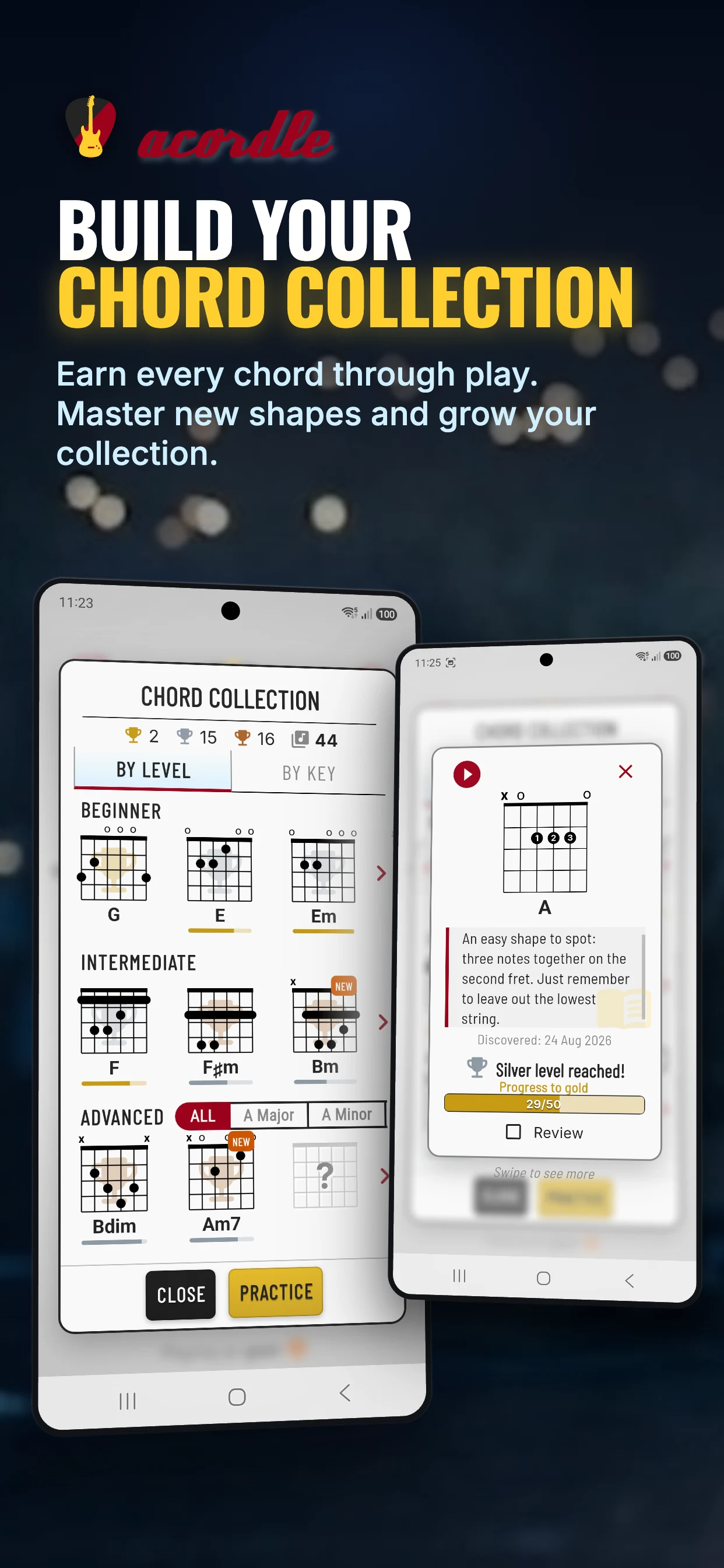 Acordle: guitar chord game screenshot
