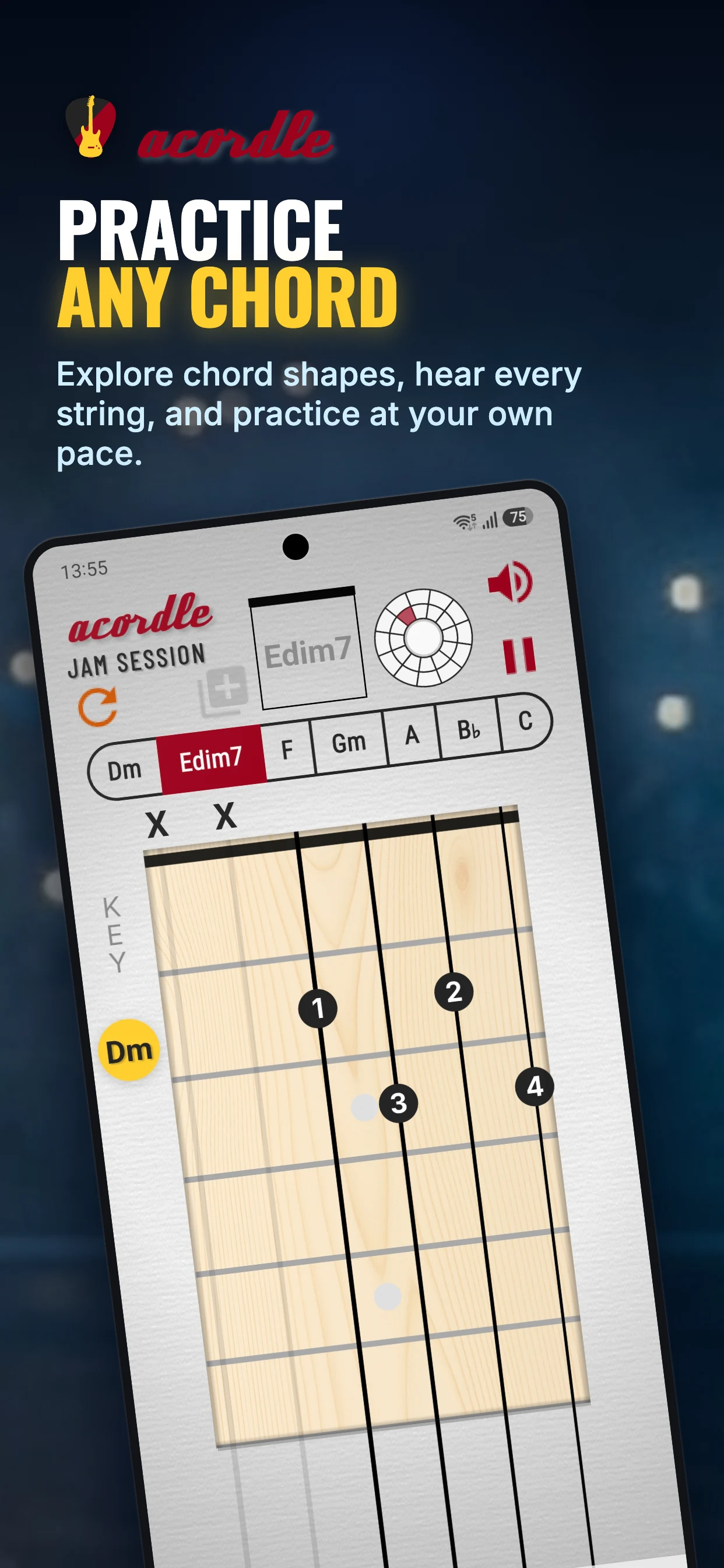 Acordle: guitar chord game screenshot